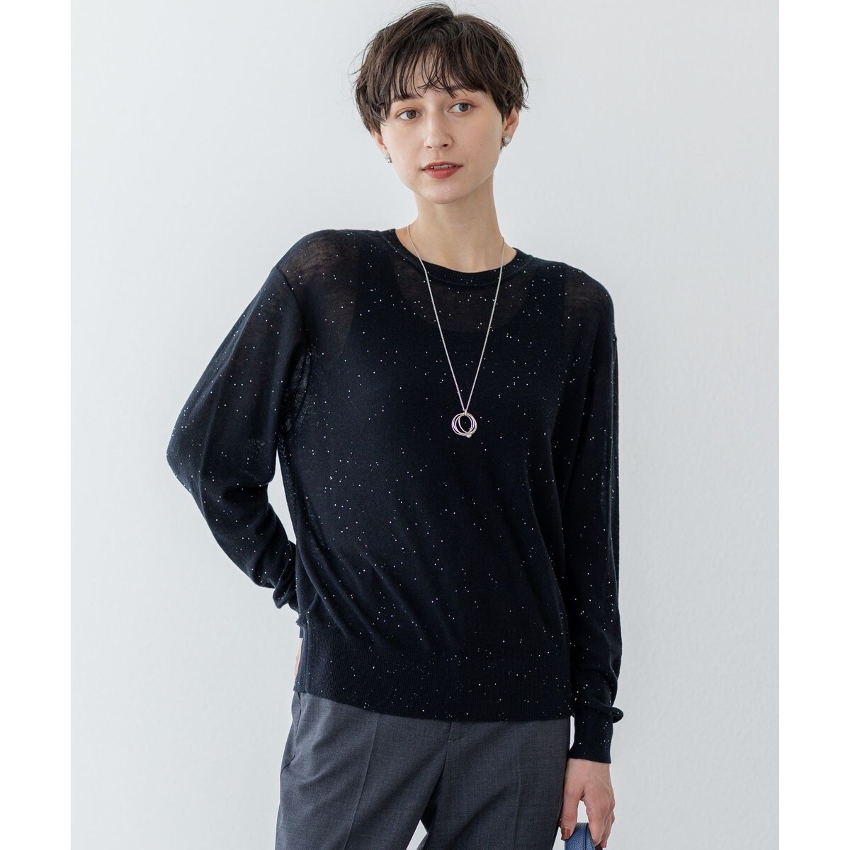 洗える】ミニブークレニット バイカラー ジャケット | 23区(23KU