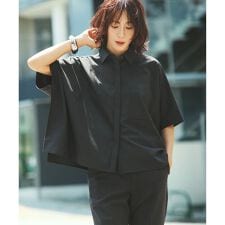 【洗える】TWマットクロス ポンチョシルエット シャツ