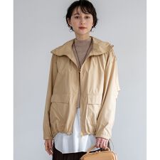 【撥水加工】ソフトメモリータフタ スタンドネック ブルゾン