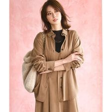 【見上愛さん着用/Oggi10月号掲載/洗える】スエーディーサテン シャツ
