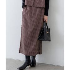 【GLOW10月号掲載/洗える】ツイーディーカラーミックス  Iライン スカート