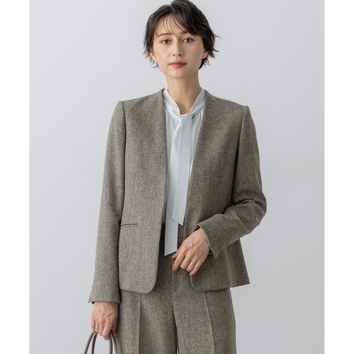 23区　ソフトツイルストレッチノーカラーコート　M ベージュ ソフトツイルストレッチノーカラ― コート | 23区(23KU) | マルイ