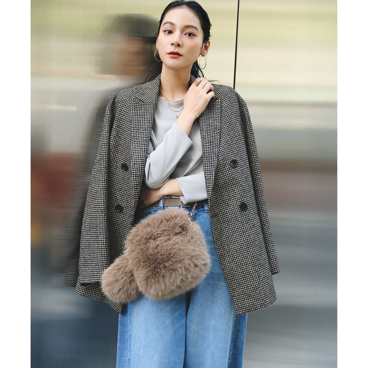 見上愛さん着用/VERY12月号掲載】ループミックスツイード ダブル