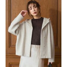 【VERY掲載】ラクーンブレンドダブルフェイス ニット フーディー