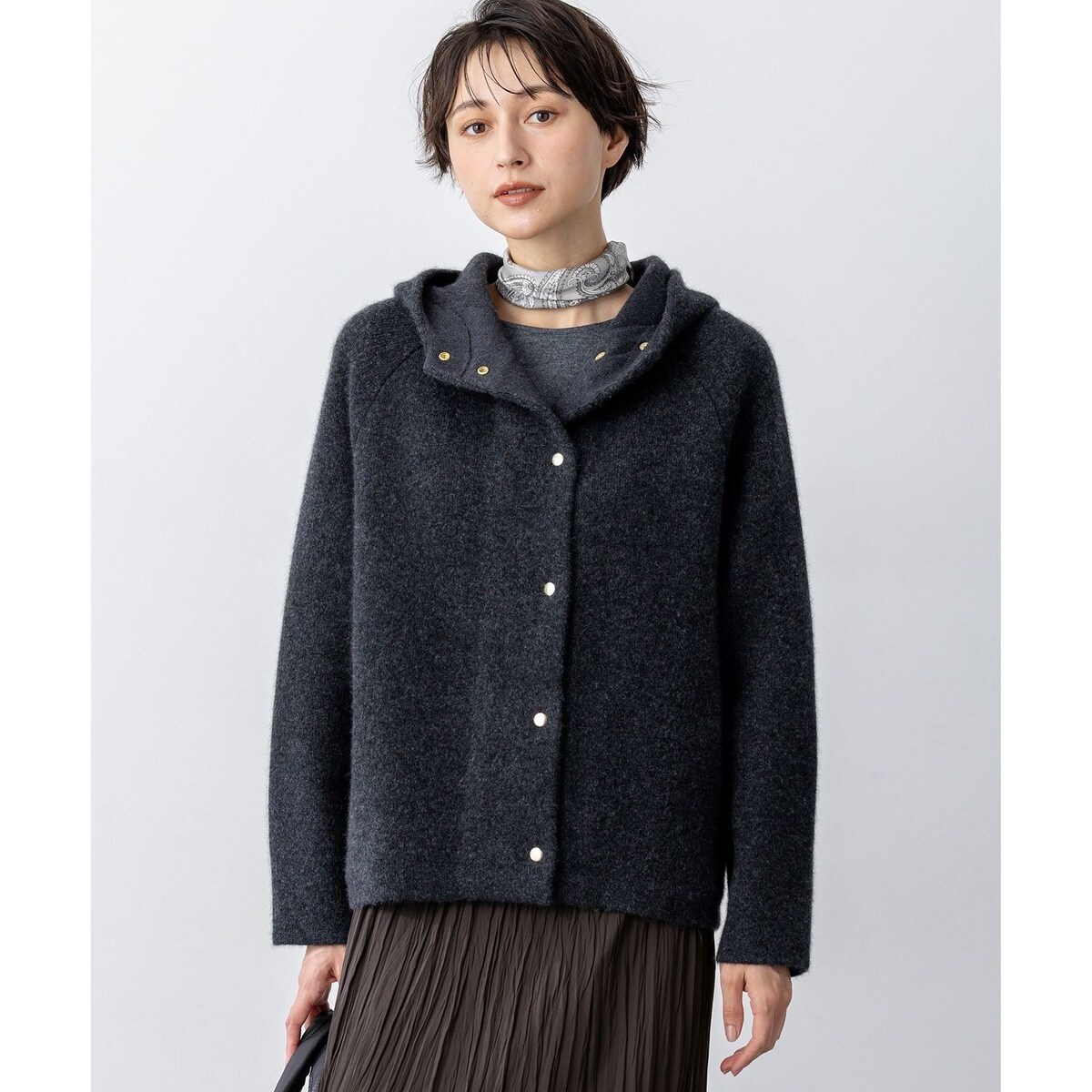 ラクーンブレンドダブルフェイス ニット フーディー | 23区(23KU