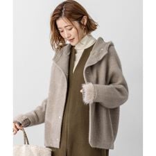 【VERY掲載】ラクーンブレンドダブルフェイス ニット フーディー