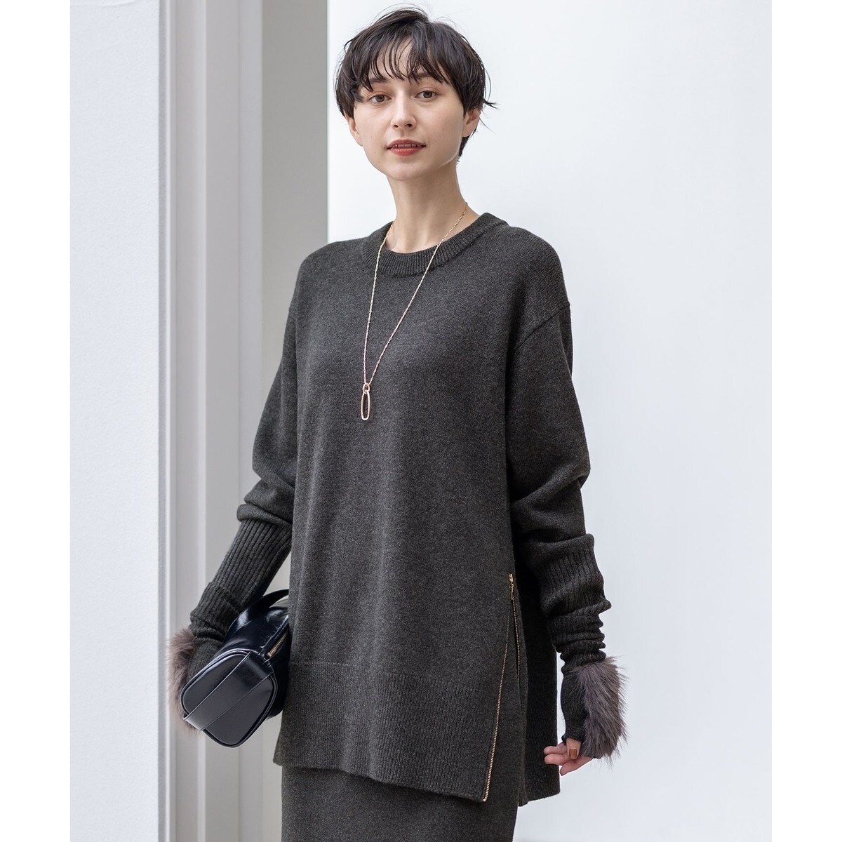 23区　ヴィスコースストレッチ パフスリーブ ニット 洗える】コンフォートストレッチ パフスリーブ ニット／23区