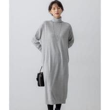 【洗える】カシミヤブレンド タートルネック ニットワンピース