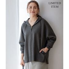 【Lサイズ限定/洗える】ヴィスコースストレッチ ニット パーカー