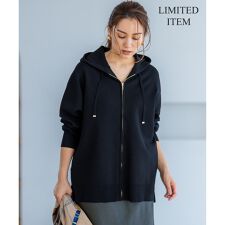 【Lサイズ限定/洗える】ヴィスコースストレッチ ニット パーカー