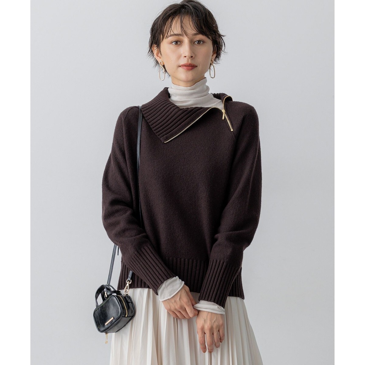 ボイルドウールコンビ ジップ タートルニット | 23区(23KU) | マルイ