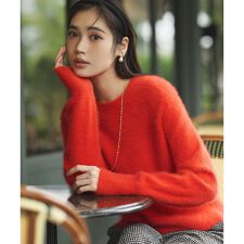 フォックスカシミヤファー ショート丈 ニット