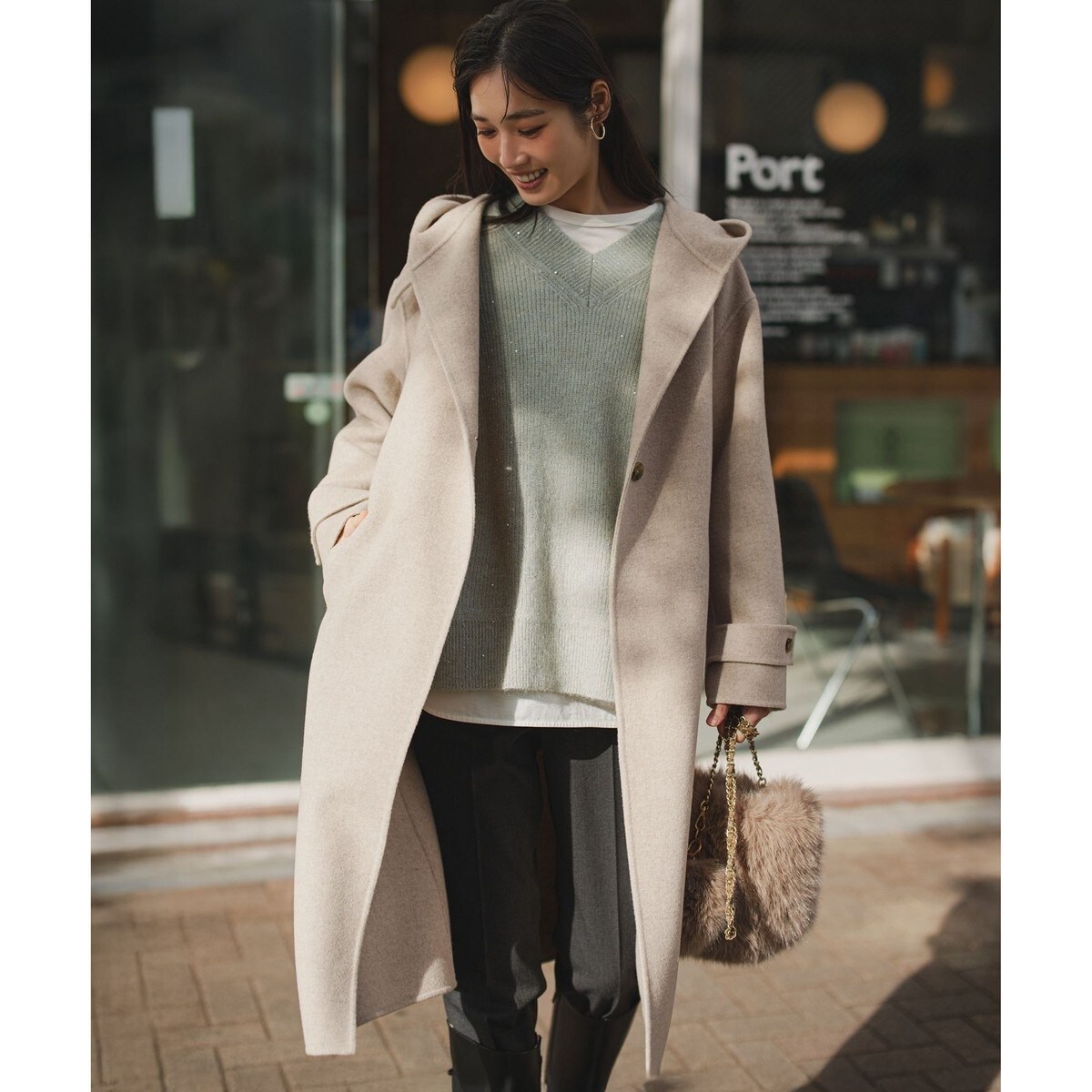 見上愛さん着用/Oggi12月号掲載】ウールライトリバー ポンチョ