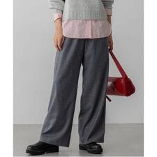 【先行予約/洗える】ハイカウントフラノ ドロスト ワイド パンツ