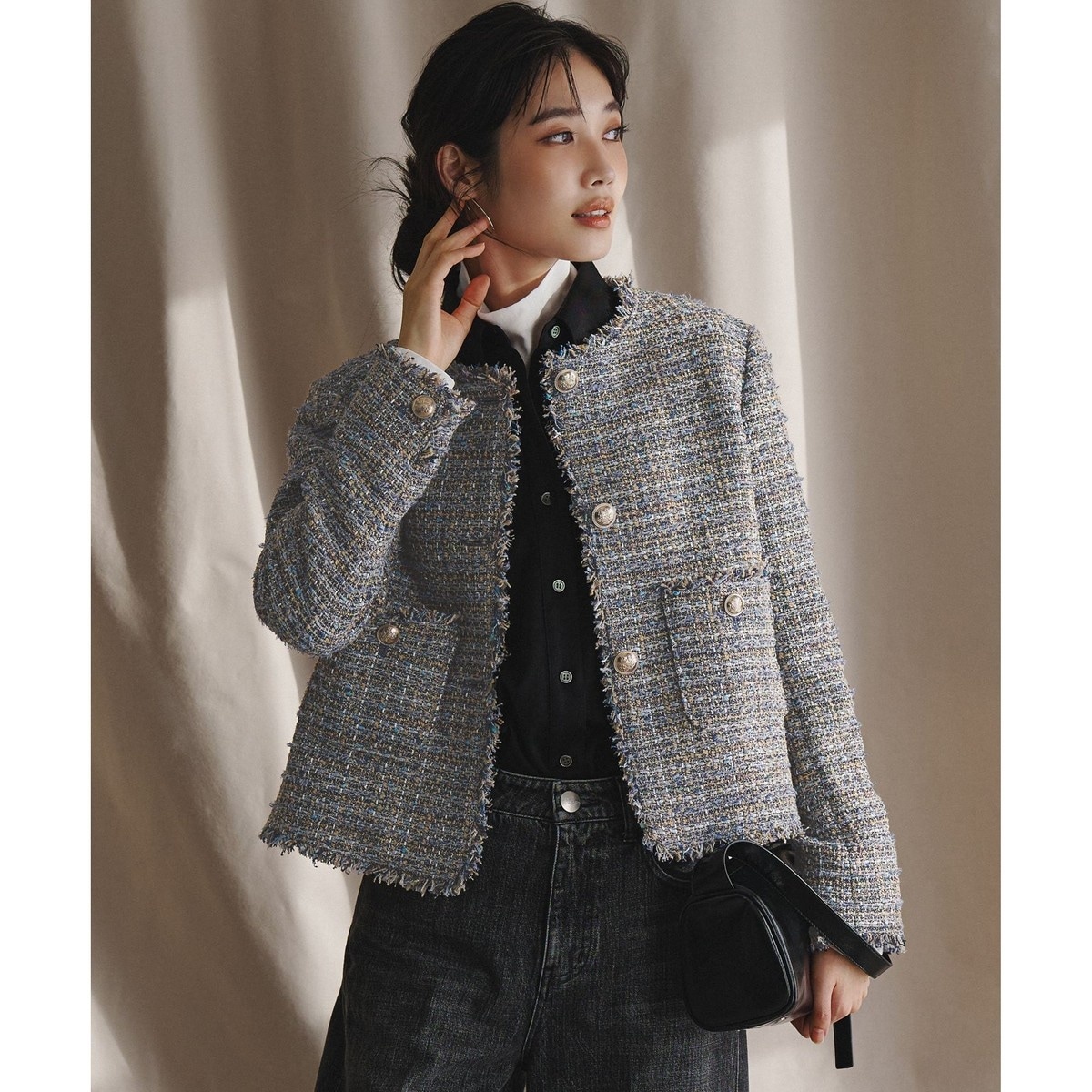 滝沢眞規子さん着用】GIOLICA ボタン ツイード ジャケット | 23区(23KU