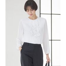 【洗える】ジョーゼットフリル ブラウス
