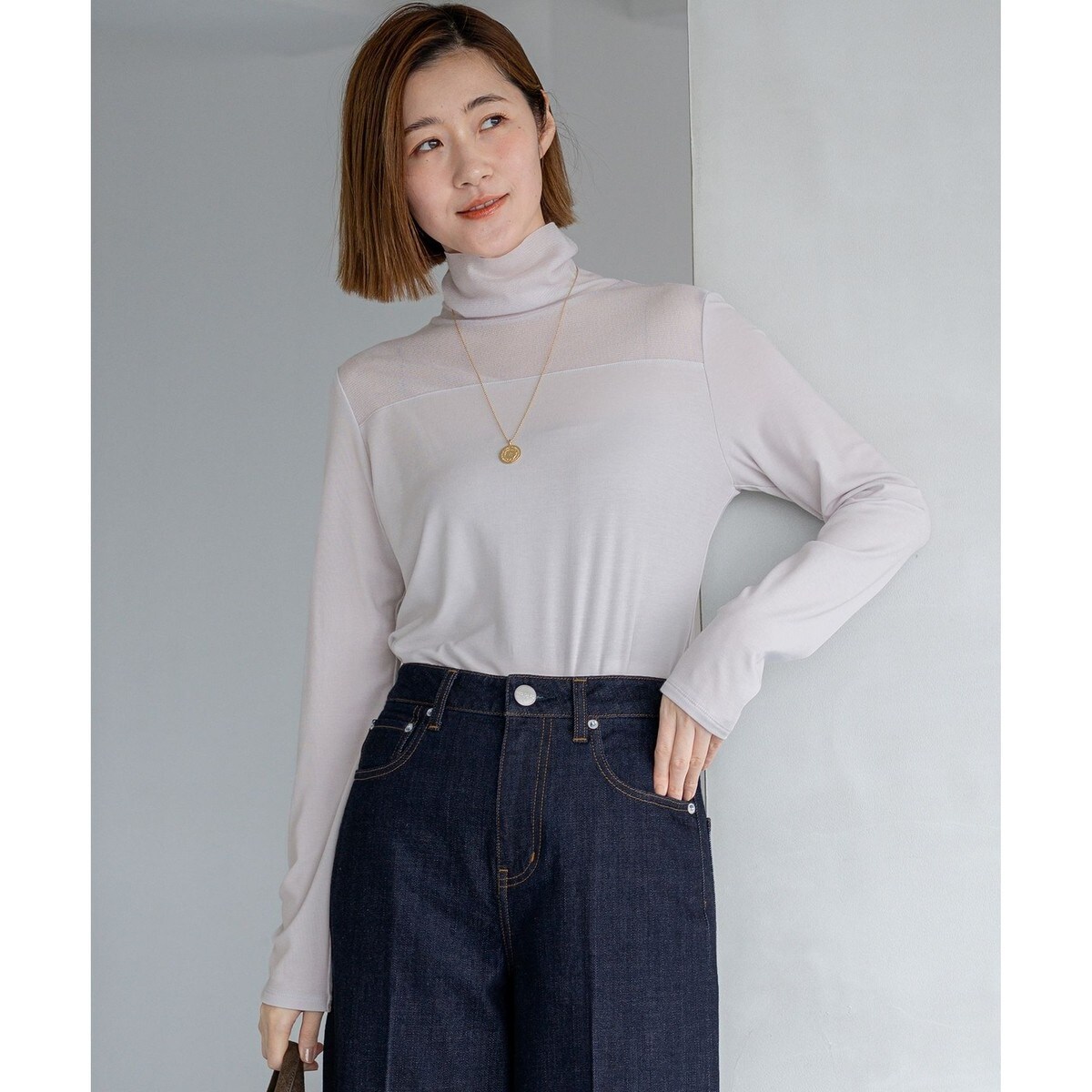 洗える】ウールミルドジャージー ビスチェライクコンビ カットソー