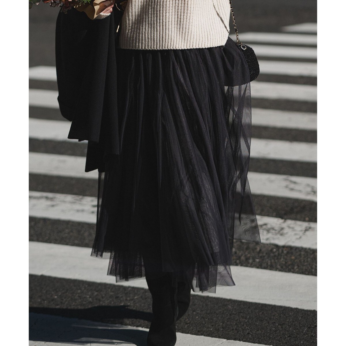 【洗える】レイヤード チュール スカート