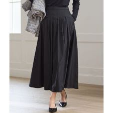 【撥水加工/洗える】ブライトタフタ タック スカート