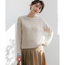 コットンギマ ボートネック ニット