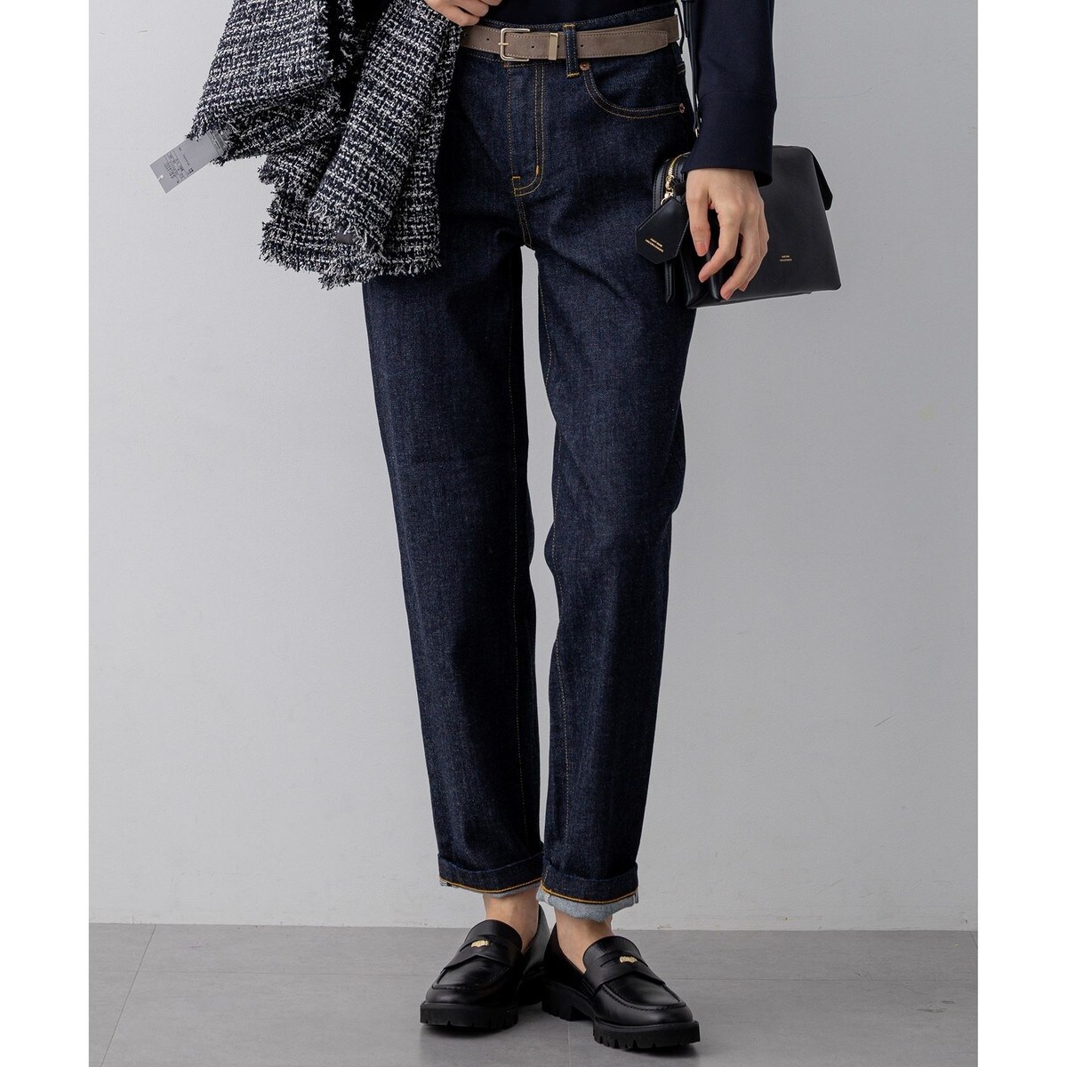 新品未使用品 希少サイズ 23区デニム デニムパンツ 濃紺 W50 大きいサイズ 滝沢眞規子さん着用/VERY掲載/洗える】23区DENIM ストレッチ ワイド