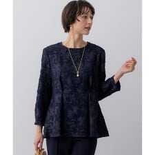 【VERY掲載】ボタニカル カットジャガード ペプラムブラウス