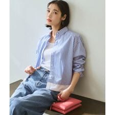 【Oggi掲載】CANCLINI レギュラーカラー ストライプ クロップドシャツ