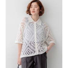 エンブロイダリーレース ポロ ニット