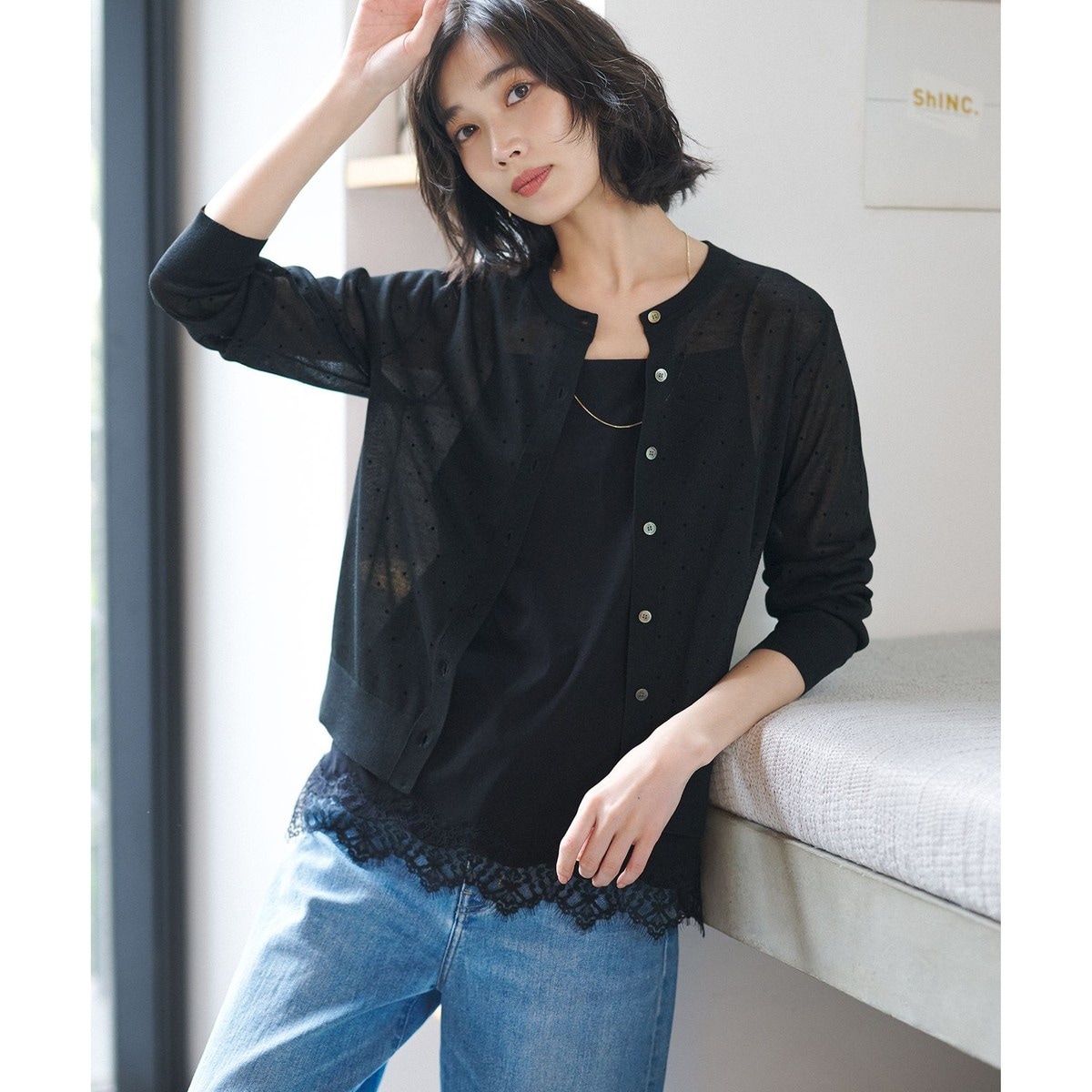 WEB&一部店舗限定カラーあり】シアードット クルーネック カーディガン