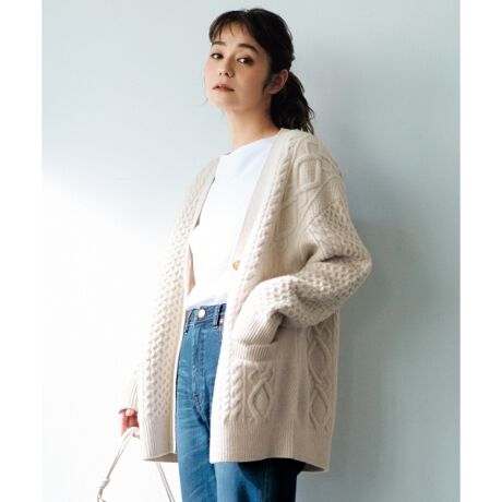 中村アンさん着用】アランパターンバルキーニットカーディガン（番号  