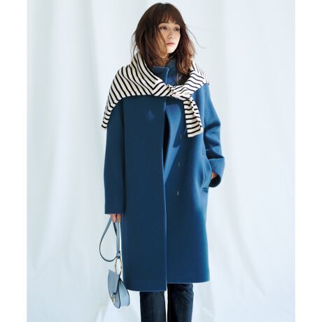 中村アンさん着用】ダブルクロスベロアスタンドカラー コート（番号 