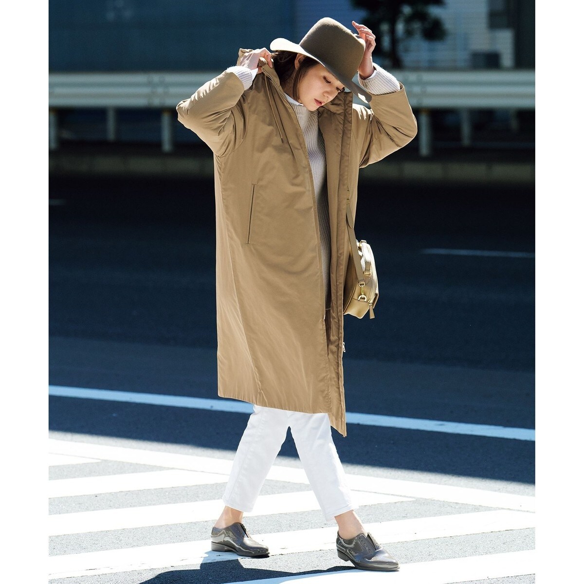 23区 中綿ノンステッチロングアウター サイズ30 カーキ系