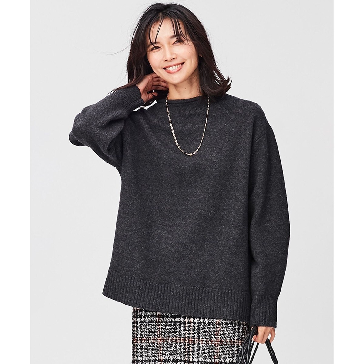 素敵なあの人掲載】ウールカシミヤブレンドバルキー モックネック