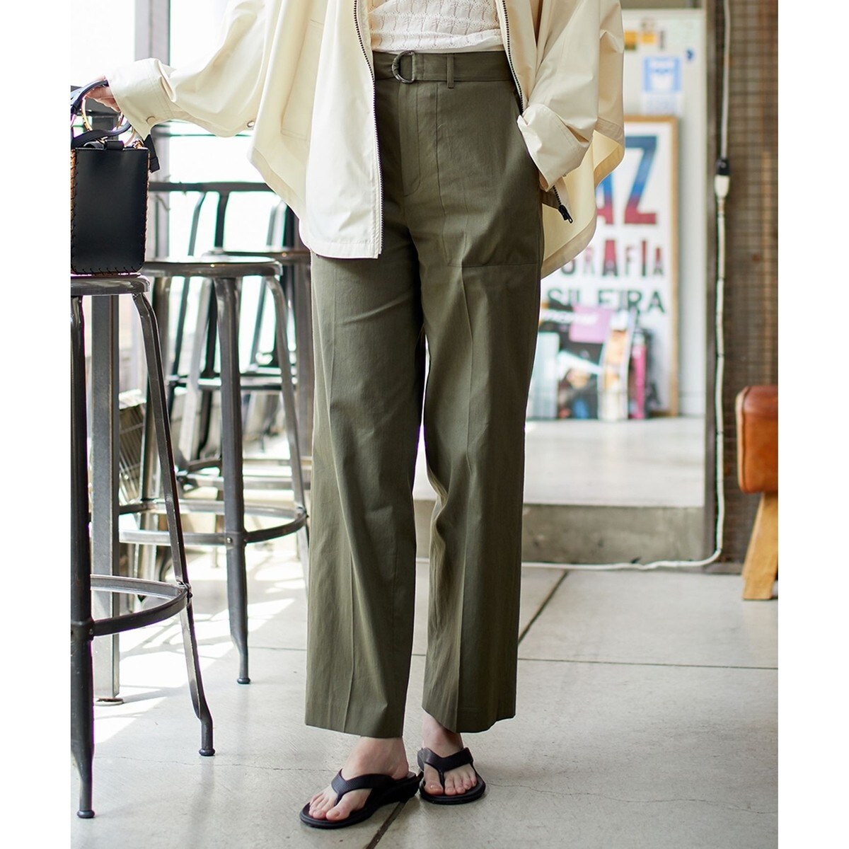 23区 パンツ コットンリネンストレッチ ベイカー レディース