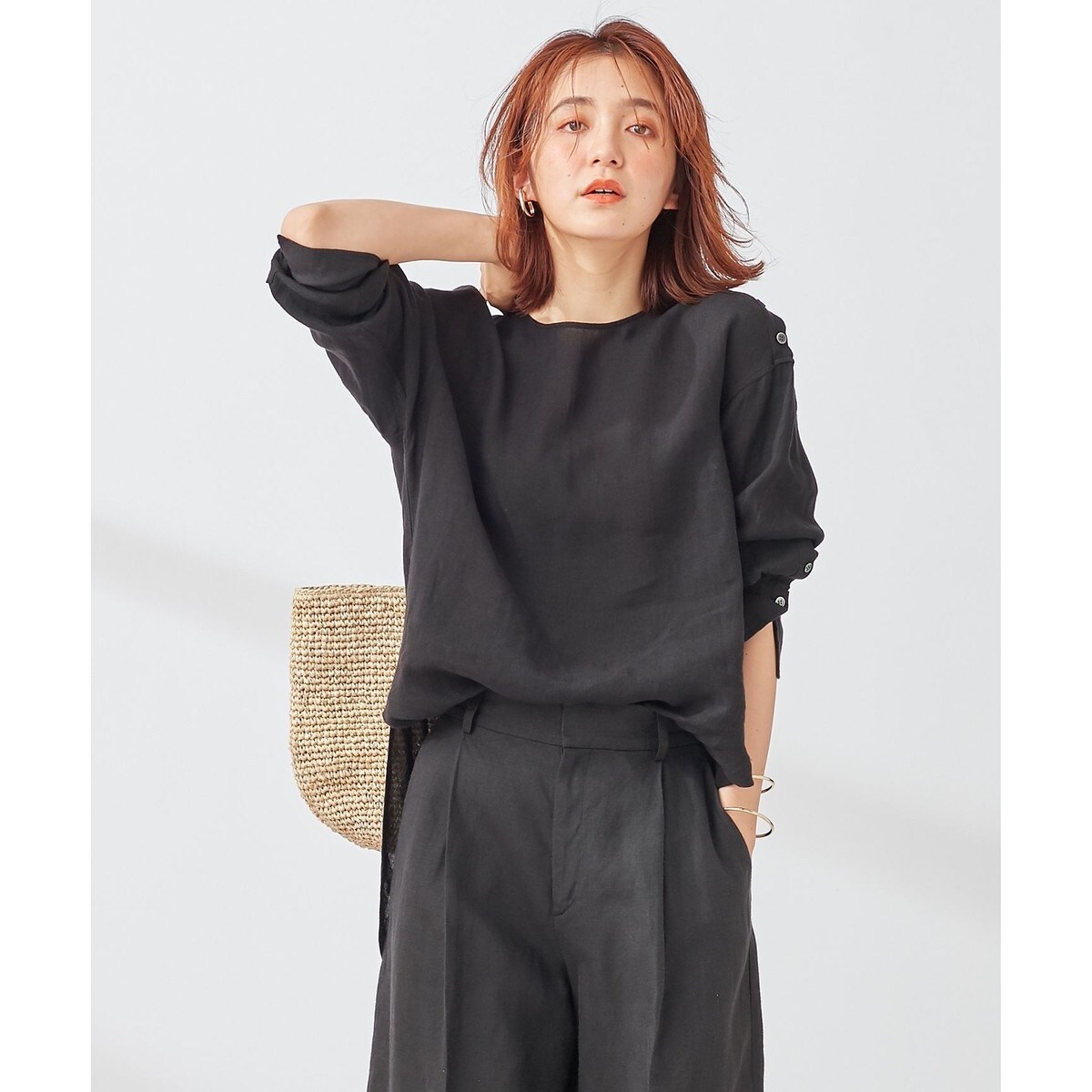 LIBECO クルーネックシャツテール ブラウス | 23区(23KU