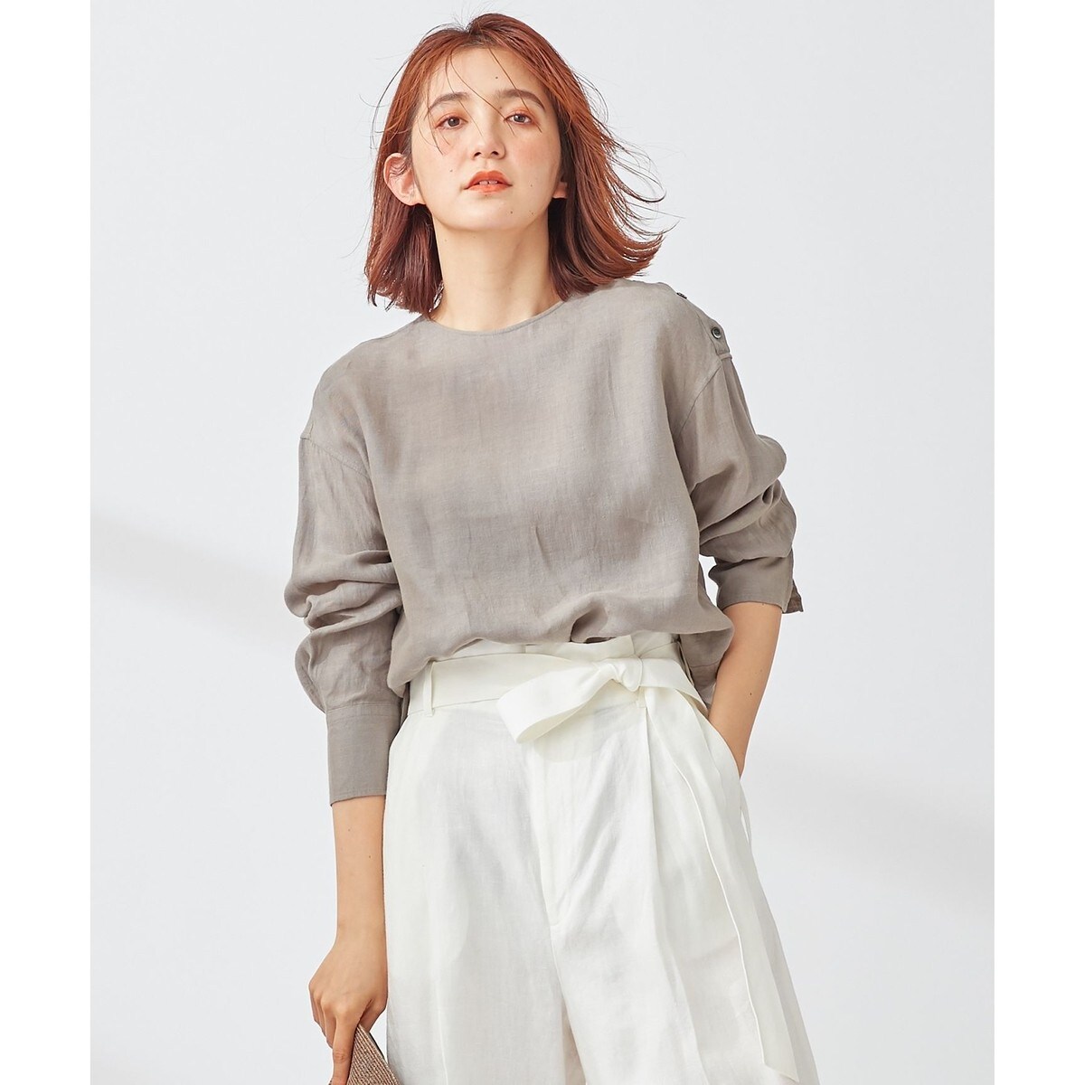 LIBECO クルーネックシャツテール ブラウス | 23区(23KU