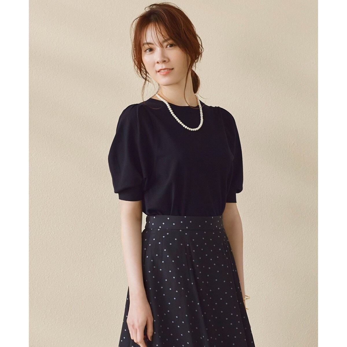 ヴィスコースストレッチ パフスリーブ 半袖 ニット | 23区(23KU