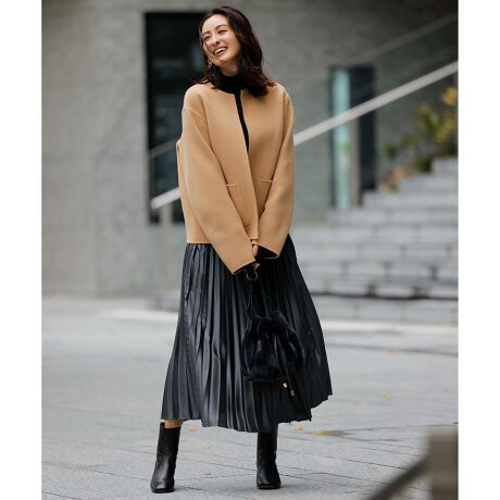 洗える】レザーライクサテン プリーツスカート | 23区(23KU) | マルイ  