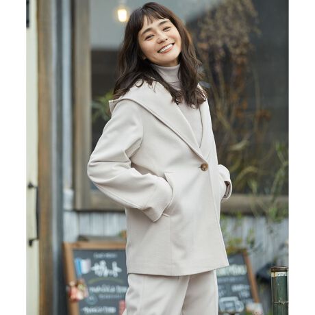 CLASSY.1月号掲載】ウールカシミヤビーバー フード付き ショートコート 