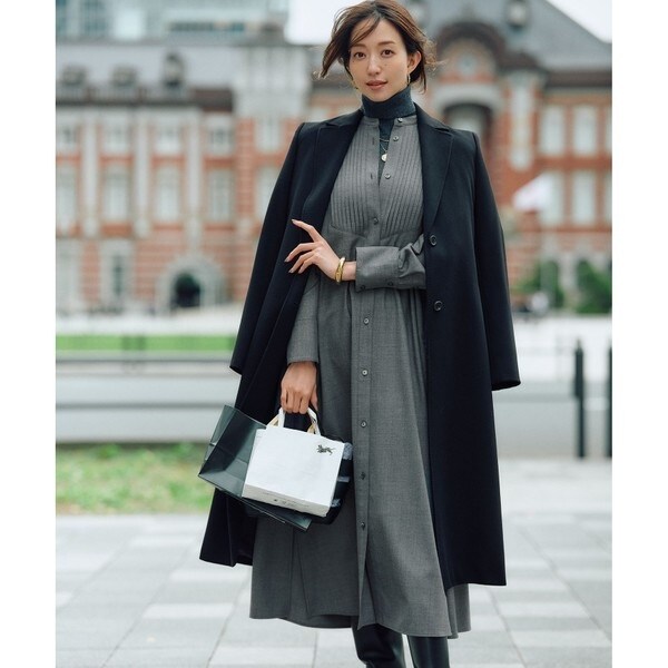 【専用】23区　ウールストレッチツイル ピンタック ワンピース CLASSY.コラボ/洗える】ウールストレッチツイル ピンタック