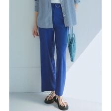 【洗える】リネンレーヨンストレッチ ワイド パンツ