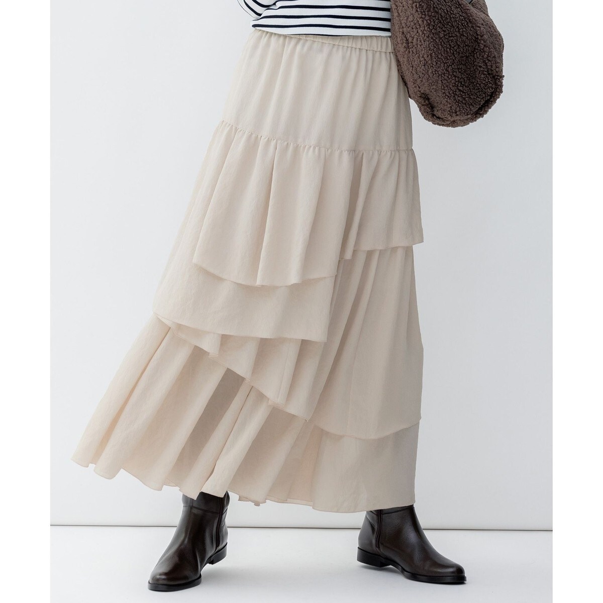 23区　小さいサイズ32 （5号）エアリージョーゼット　ティアードスカート 洗える】エアリージョーゼット ティアード スカート | 23区(23KU