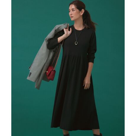 洗える】ヴィスコースストレッチ Aライン ニットワンピース | 23区  