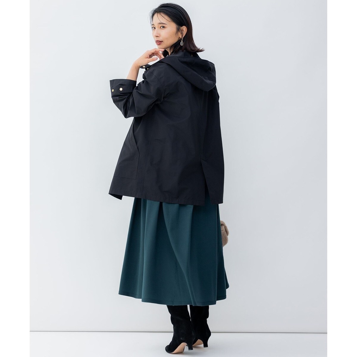 新品23区★【洗える/撥水加工】ブライトウェザークロス フーテッド アウター 23区｜【洗える/撥水加工】ブライトウェザークロス フーテッド