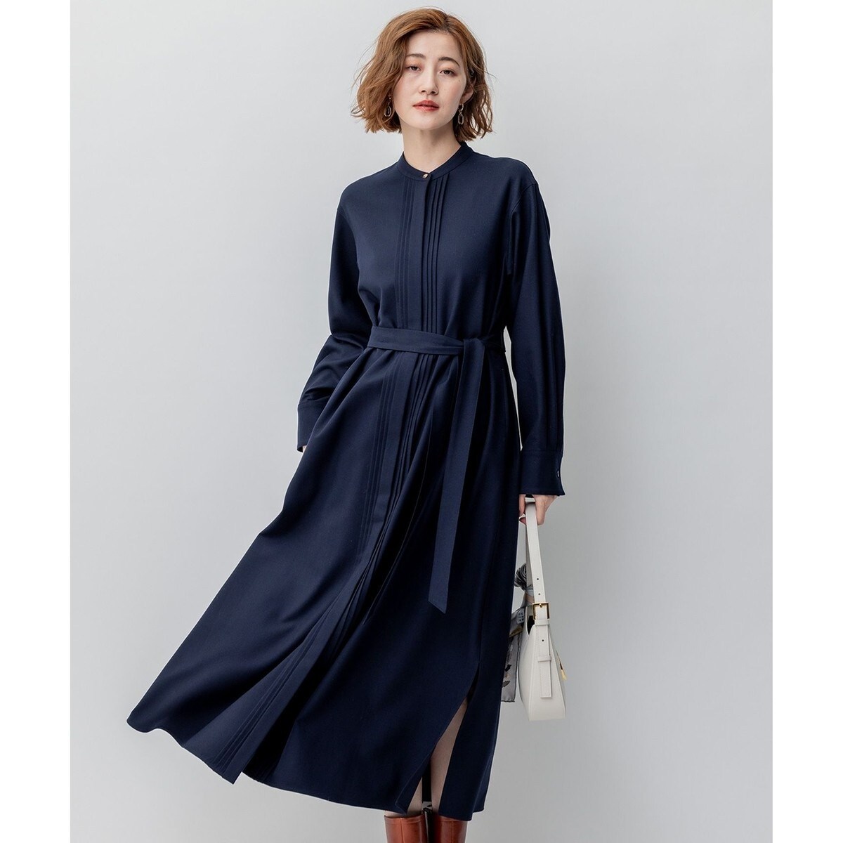 洗える】ウールストレッチツイル シャツワンピース | 23区(23KU