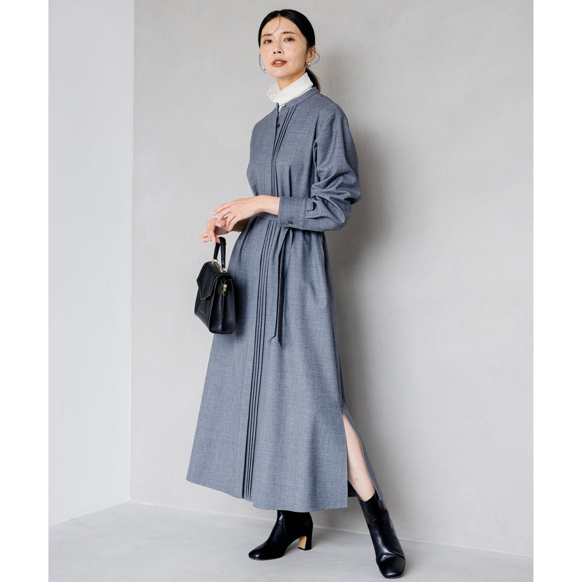 美品✨23区 大きいサイズ44洗える】ウールストレッチツイル シャツワンピース 23区｜【洗える】ウールストレッチツイル シャツワンピース | Rakuten