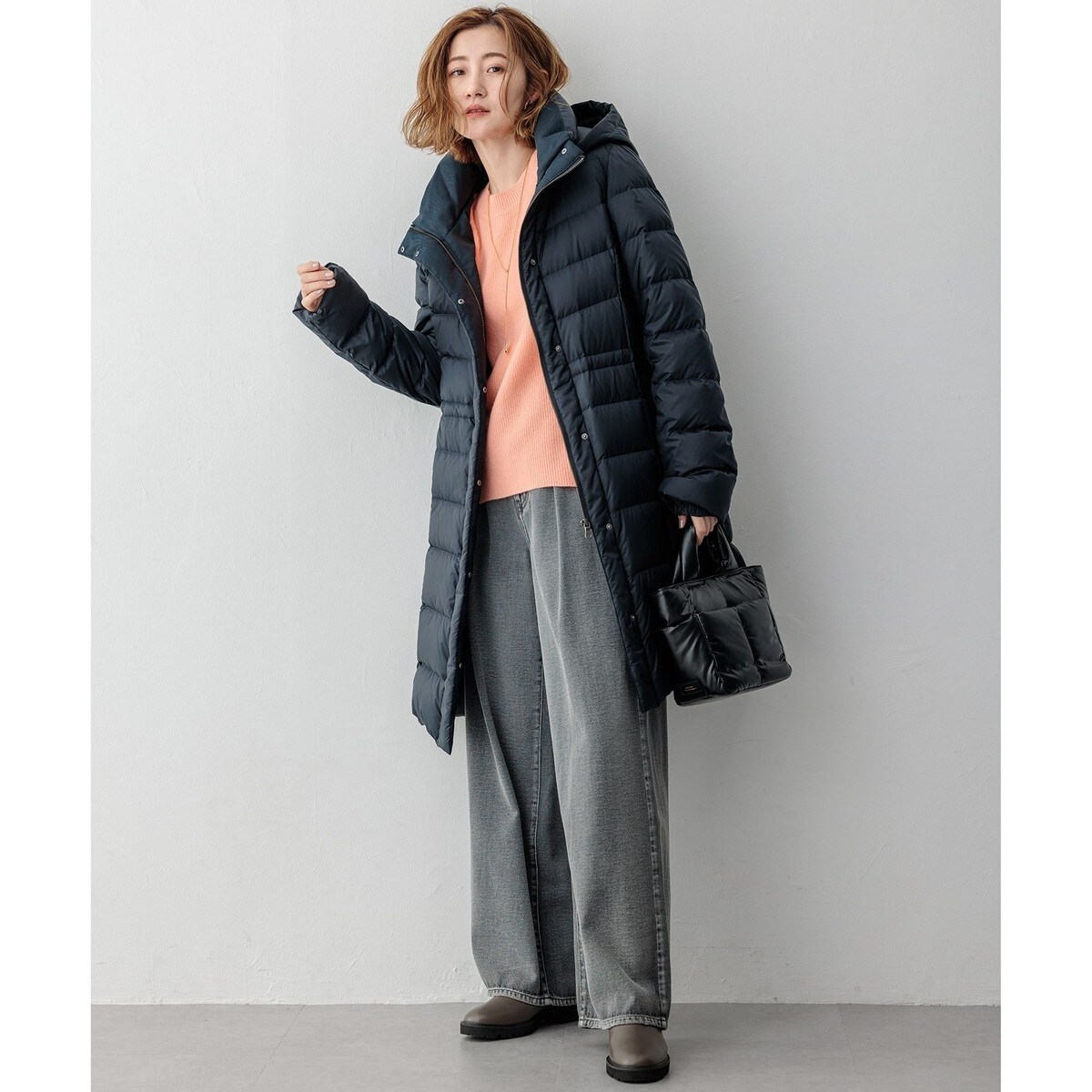 新色追加/洗える/撥水加工】シレータフタ ロング ダウンコート