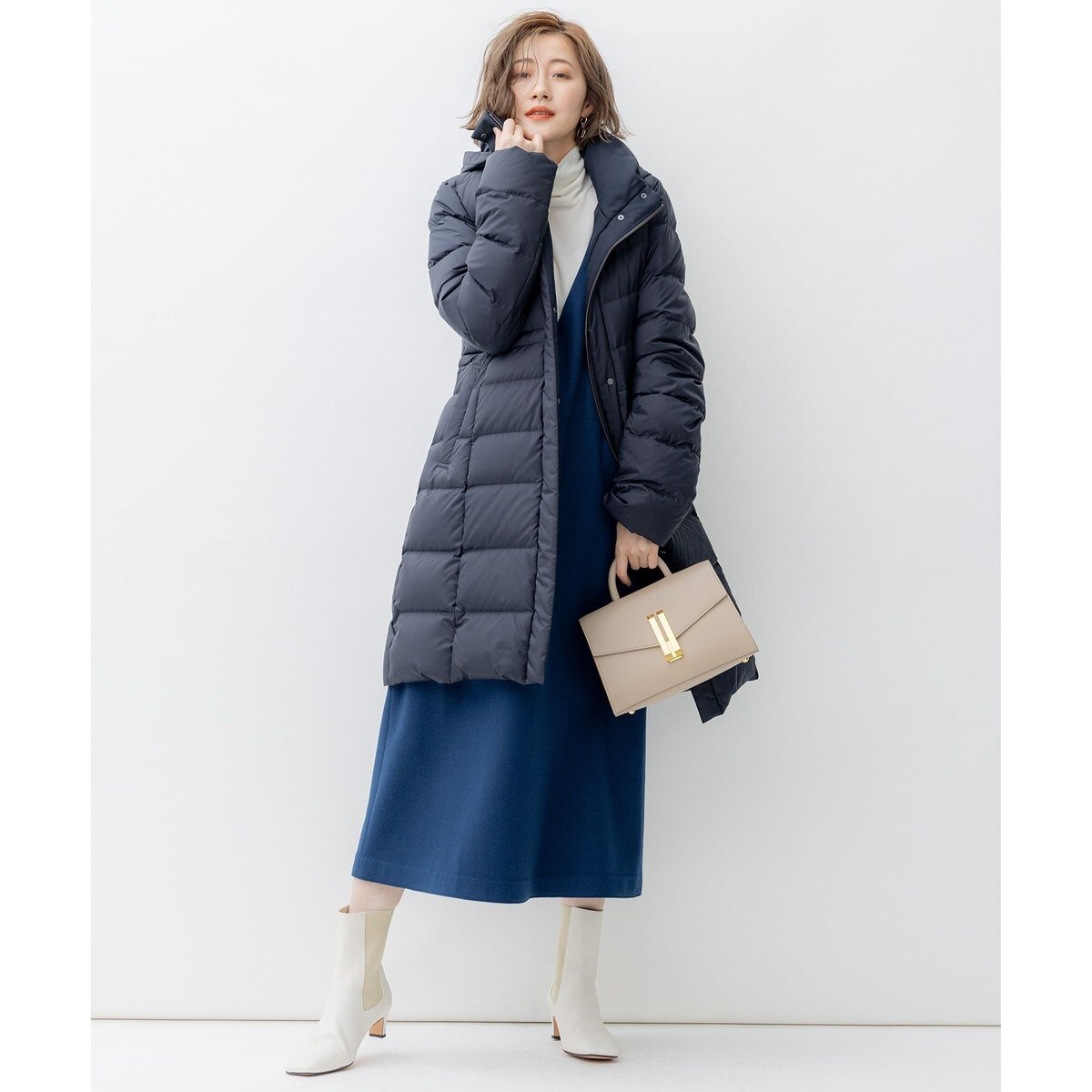 新色追加/洗える/撥水加工】シレータフタ ロング ダウンコート