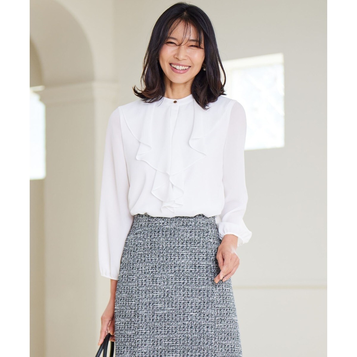 Yuriさまさ専用　オンワード23区　ジョーゼットフリルブラウス 洗える】ジョーゼット フリル ブラウス / 23区 L | ファッション