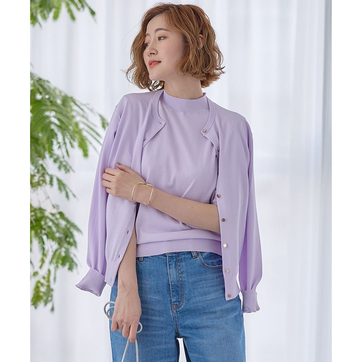 23区【Oggi掲載/洗える】プレミアムビオコットン カーディガン Oggi4月号掲載/洗える】プレミアムビオコットン カーディガン